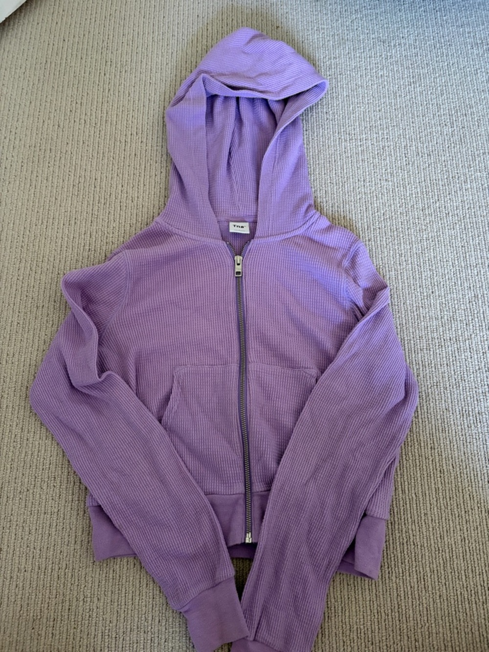 Aritzia NWOT Purple Waffle Knit Zip-Up Hoodie